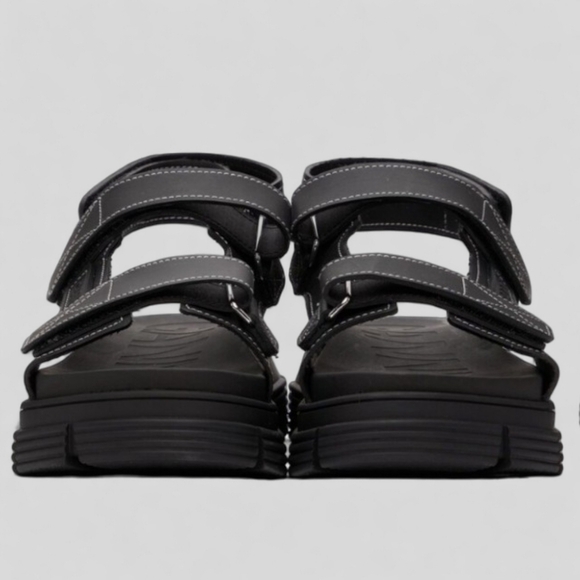 NWT GANNI Recycled Rubber Chunky Logo Platform Black Sandals Flatform Lugged - Picture 11 of 15